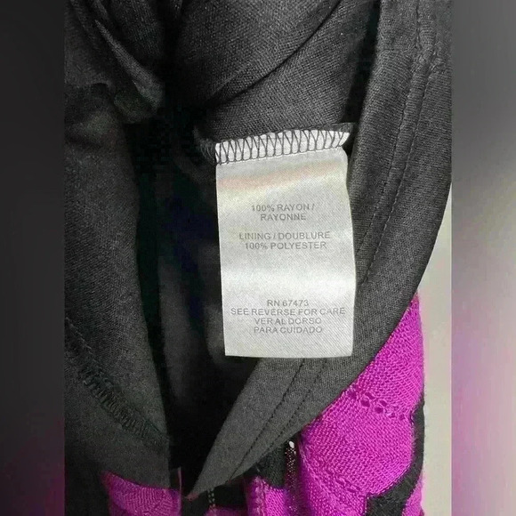 Danny and Nicole Chevron Print Purple Gray Black Belted Knit Dress Size Large - Picture 13 of 14